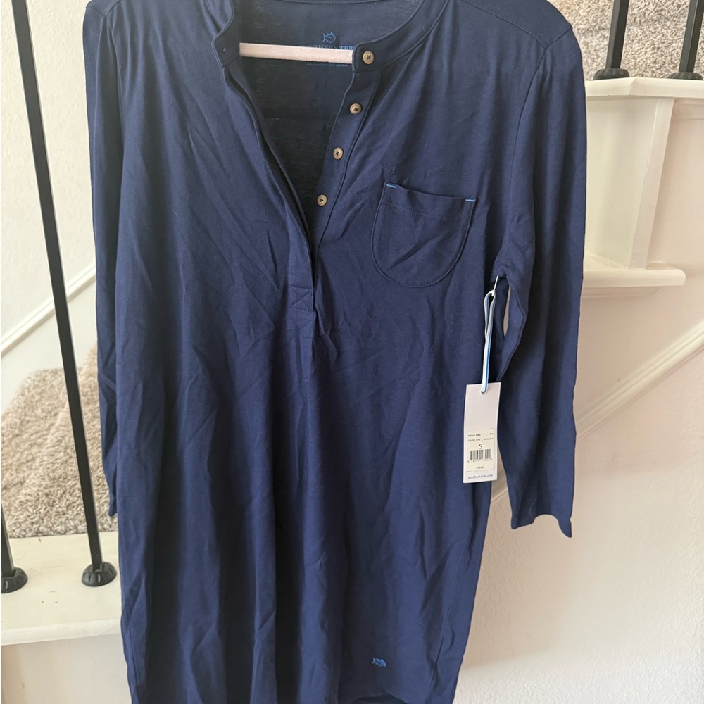 Southern Tide Women's Navy Blue Long Sleeve Dress